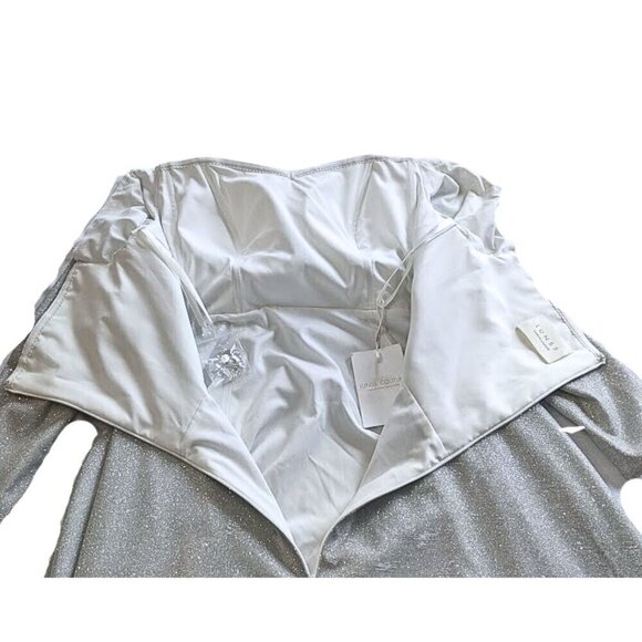 NWT LUNSS Custom Couture Silver Cinderella Wedding/Evening Gown w/Train Sz16/18 - Picture 5 of 10